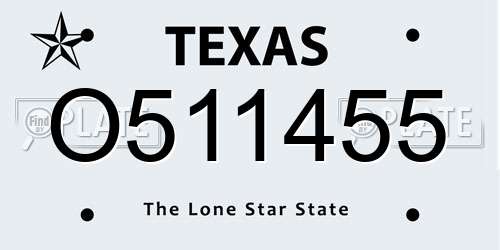 O511455 Texas License Plate