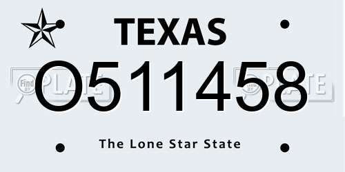 O511458 Texas License Plate