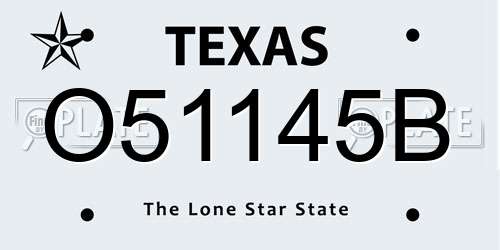 O51145B Texas License Plate