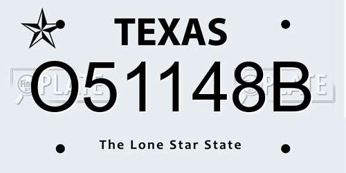 O51148B Texas License Plate