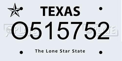 O515752 Texas License Plate