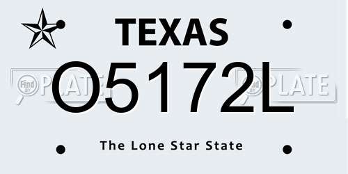 O5172L Texas License Plate