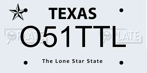 O51TTL Texas License Plate