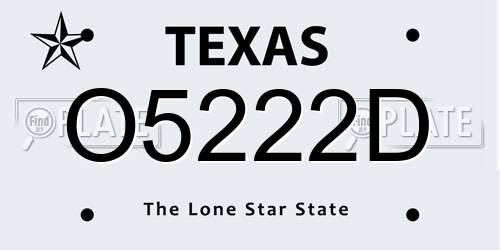 O5222D Texas License Plate