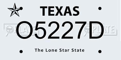 O5227D Texas License Plate