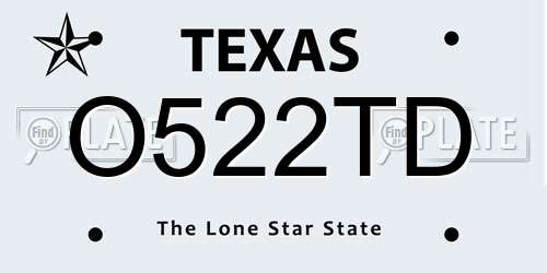 O522TD Texas License Plate