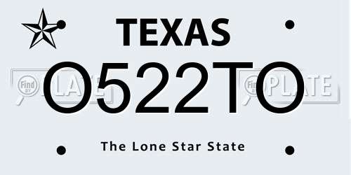 O522TO Texas License Plate