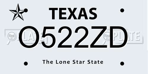 O522ZD Texas License Plate