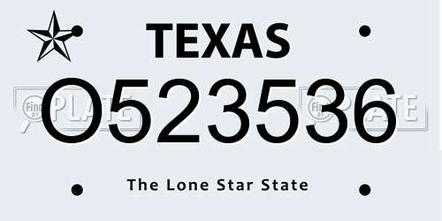 O523536 Texas License Plate