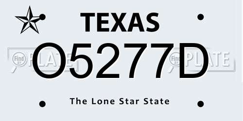 O5277D Texas License Plate