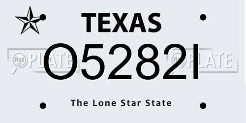 O5282I Texas License Plate