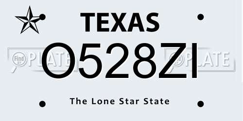 O528ZI Texas License Plate
