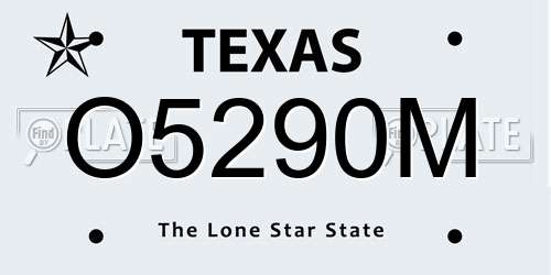 O5290M Texas License Plate