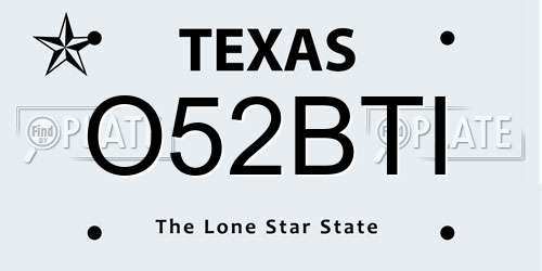 O52BTI Texas License Plate
