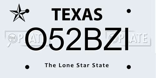 O52BZI Texas License Plate