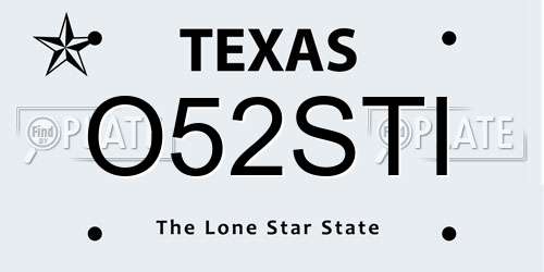 O52STI Texas License Plate