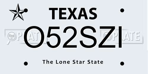 O52SZI Texas License Plate