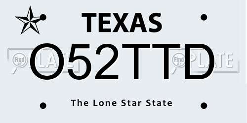 O52TTD Texas License Plate