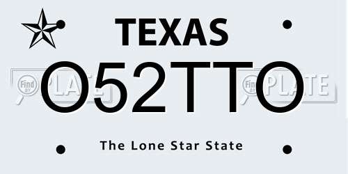 O52TTO Texas License Plate