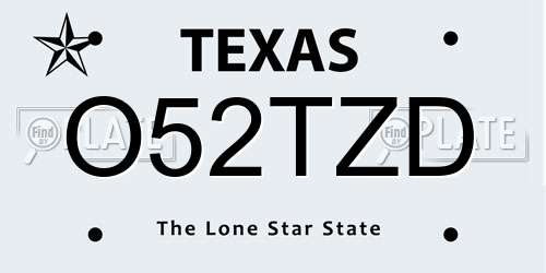 O52TZD Texas License Plate