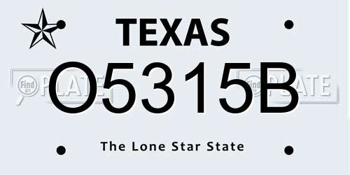 O5315B Texas License Plate