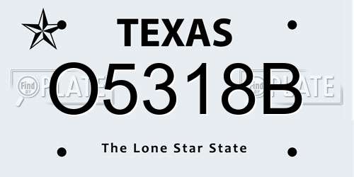 O5318B Texas License Plate