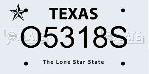 O5318S Texas License Plate