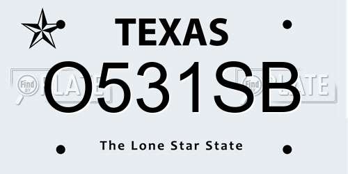 O531SB Texas License Plate