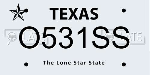 O531SS Texas License Plate