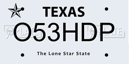 O53HDP Texas License Plate