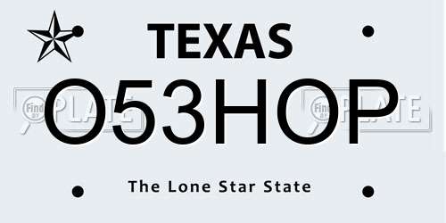 O53HOP Texas License Plate