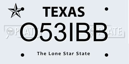 O53IBB Texas License Plate