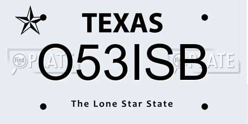 O53ISB Texas License Plate