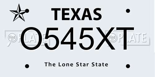 O545XT Texas License Plate