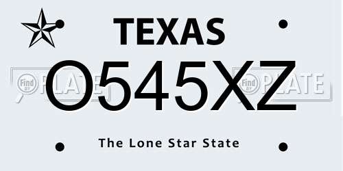 O545XZ Texas License Plate