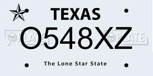 O548XZ Texas License Plate