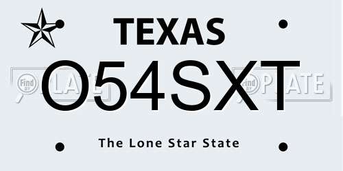 O54SXT Texas License Plate