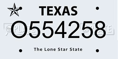 O554258 Texas License Plate