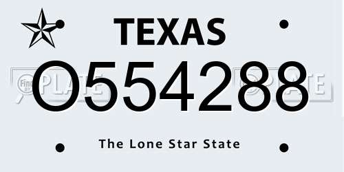 O554288 Texas License Plate
