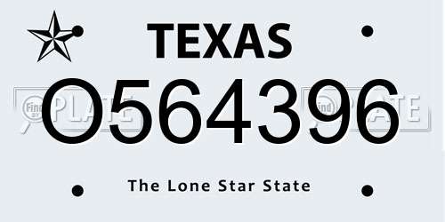 O564396 Texas License Plate