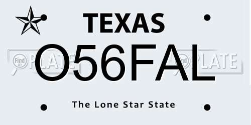 O56FAL Texas License Plate