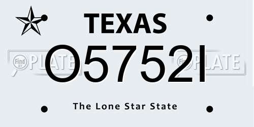 O5752I Texas License Plate