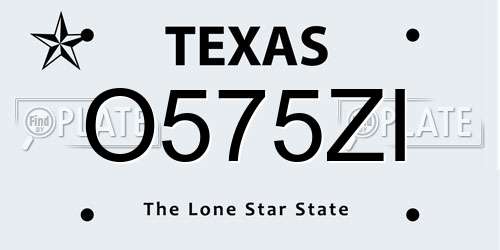 O575ZI Texas License Plate