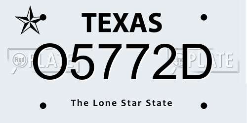 O5772D Texas License Plate