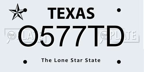 O577TD Texas License Plate