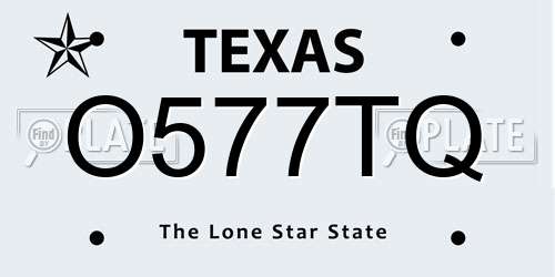 O577TQ Texas License Plate