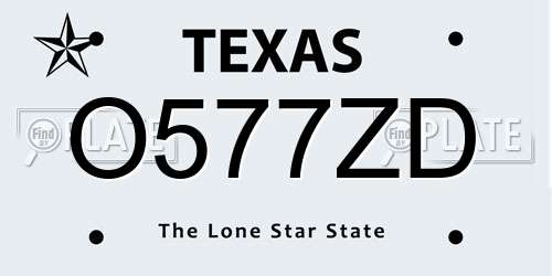 O577ZD Texas License Plate