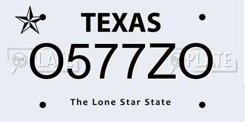 O577ZO Texas License Plate