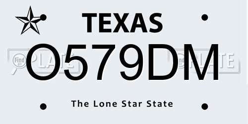 O579DM Texas License Plate