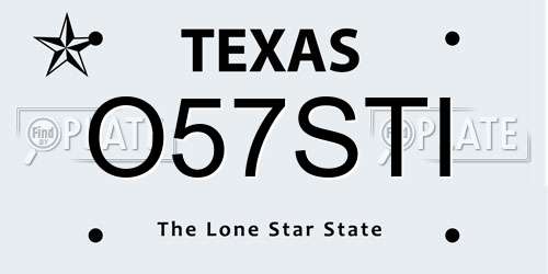 O57STI Texas License Plate